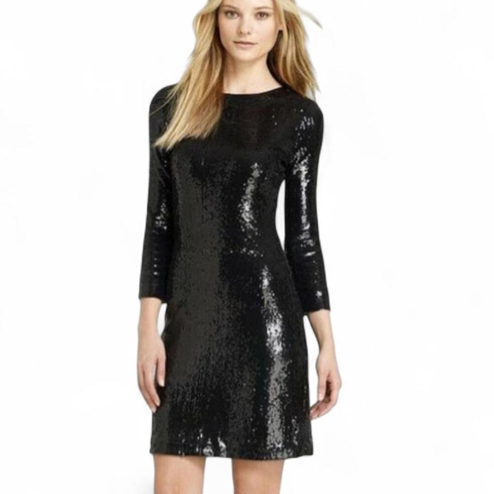 Tory Burch Black Sequin Dress Long Sleeve Party Whimsygoth Glamour Dress M $895